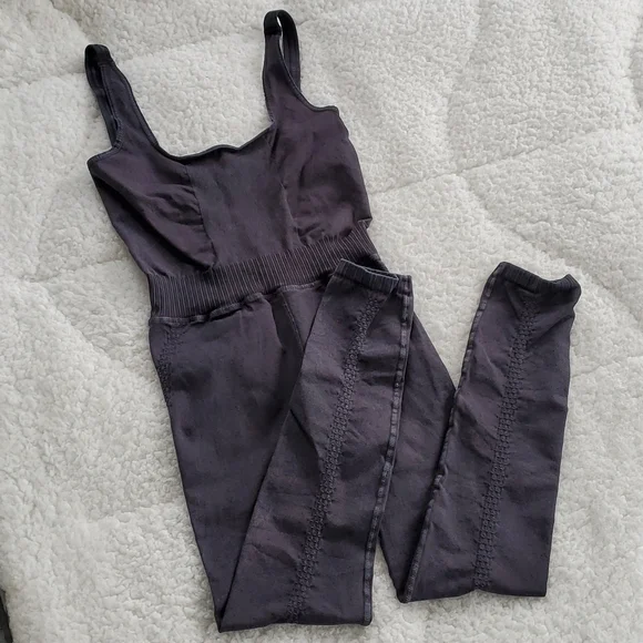 Free People Good Karma Onesie Washed Black - Picture 1 of 16